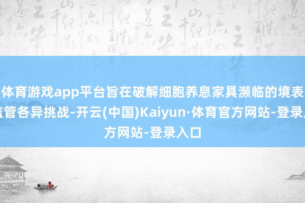 体育游戏app平台旨在破解细胞养息家具濒临的境表里监管各异挑战-开云(中国)Kaiyun·体育官方网站-登录入口