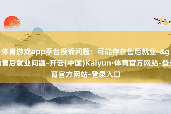 体育游戏app平台投诉问题：可能存在售后就业->其他售后就业问题-开云(中国)Kaiyun·体育官方网站-登录入口