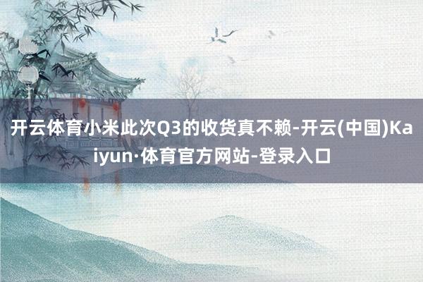 开云体育小米此次Q3的收货真不赖-开云(中国)Kaiyun·体育官方网站-登录入口