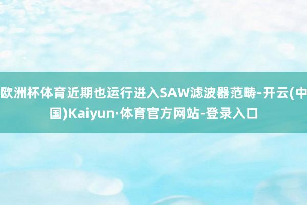 欧洲杯体育近期也运行进入SAW滤波器范畴-开云(中国)Kaiyun·体育官方网站-登录入口